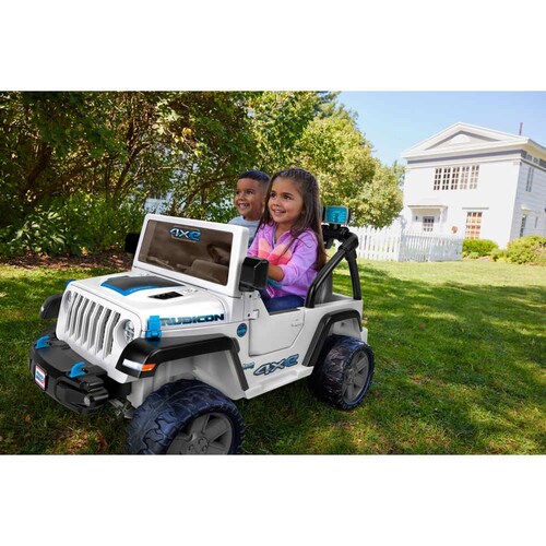 Fisher-Price Power Wheels Jeep® Wrangler 4Xe 12V Blanco Mattel