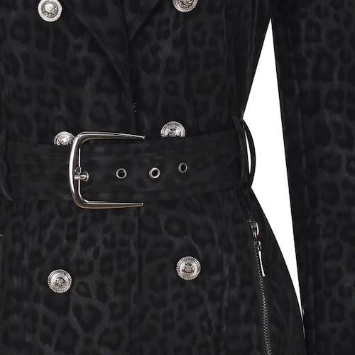Abrigo Animal Print  con Cinturón para Mujer Basel