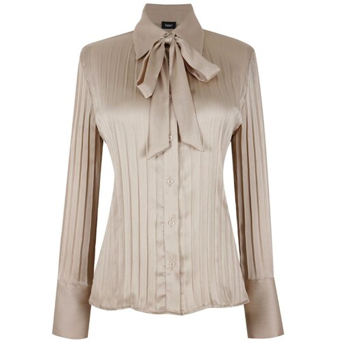 Blusa Plisada con Corbatín Camisero para Mujer Basel