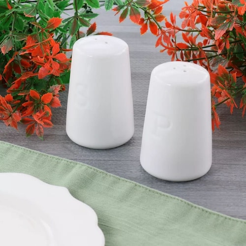 Set 2 Piezas Salero Pimentero Cerámica Blanco Gibson