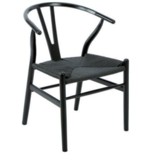 Silla Japandi Cuerda Negra Patas Madera Negra Piccola