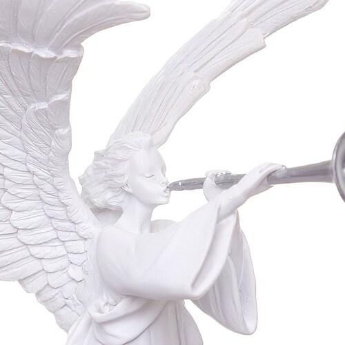 Angel Celeste con Trompeta de Resina Blanca 35Cm Gto