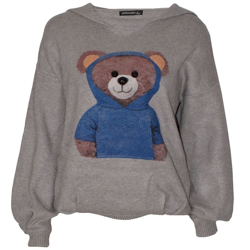 Suéter con Estampado de Oso con Capucha para Mujer Philosophy