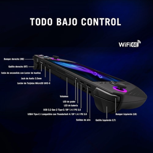 Consola Portátil Gamer Asus Rog Ally  X Rc72La-Nh007W Ryzen Z1 24 Gb Ram 1Tb