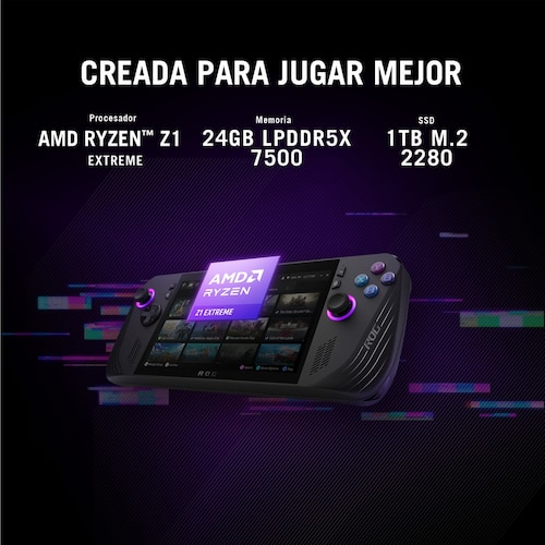 Consola Portátil Gamer Asus Rog Ally  X Rc72La-Nh007W Ryzen Z1 24 Gb Ram 1Tb