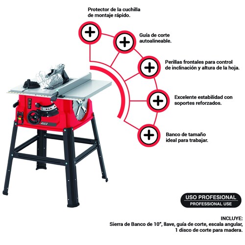 Sierra de Banco 10'' 1800 W 5000 Rpm Profesional Promaker