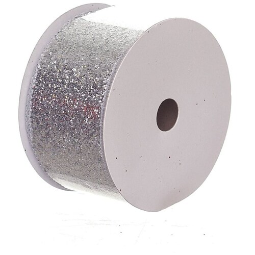 Listón Plata Diamantado Brilloso 6 Cm X 9 Metros Regency