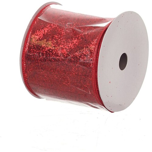 Listón Rojo Diamantado Brilloso 10 Cm X 9 Metros Regency