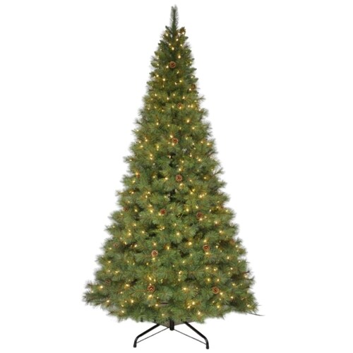 Árbol Navideño Verde Mix con Piñas y Luces 274 Cm Puleo