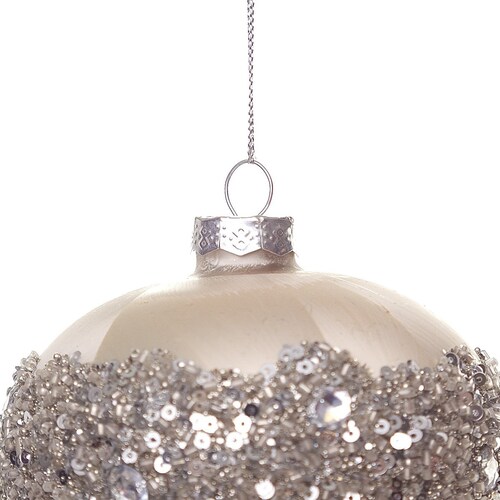 Esfera de Cristal Diamantina Blanca Y Plata 10 Cm Kurts