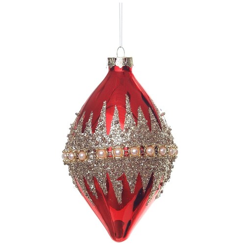 Esfera de Cristal Roja con Pedreria Oro 10 Cm Kurts
