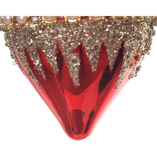 Esfera de Cristal Roja con Pedreria Oro 10 Cm Kurts