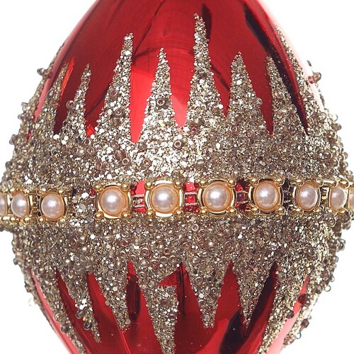 Esfera de Cristal Roja con Pedreria Oro 10 Cm Kurts