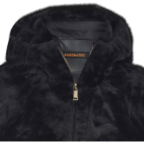 Chaleco de Peluche Negro con Capucha para Mujer Juniors #4Me&4You