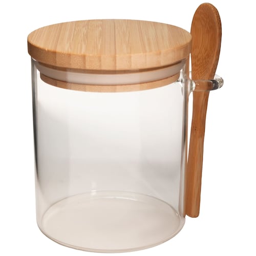 Recipiente Litus Chico Vidrio con Cuchara y Tapa de Madera 410 Ml Home Nature