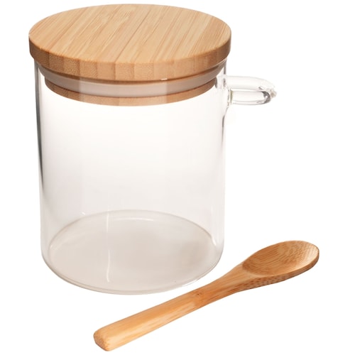 Recipiente Litus Chico Vidrio con Cuchara y Tapa de Madera 410 Ml Home Nature