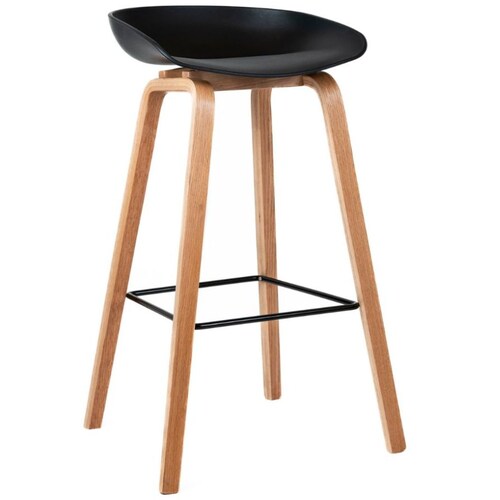 Banco Amaly Negro Pata Metal Madera Piccola