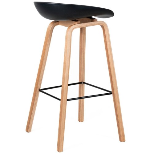 Banco Amaly Negro Pata Metal Madera Piccola