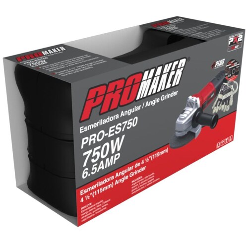 Esmeriladora Angular 4 1/2 Promaker 750W con Estuche Pro-Es750