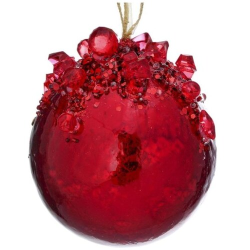Esfera Roja con Pedrería y Diamantina  10 Cm Regency