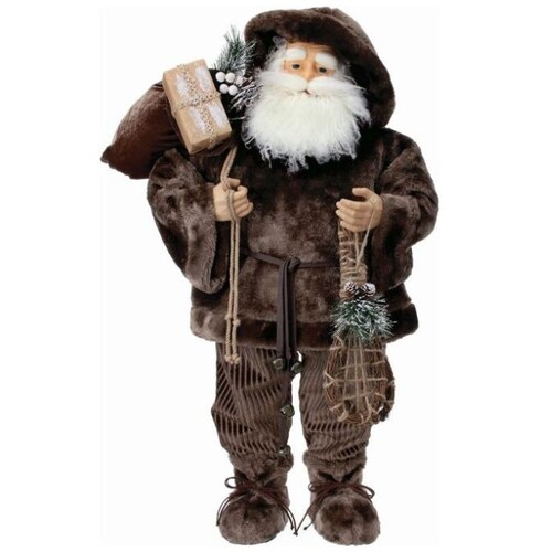 Santa Traje Peluche Café  con Costal 90 Cm Regency