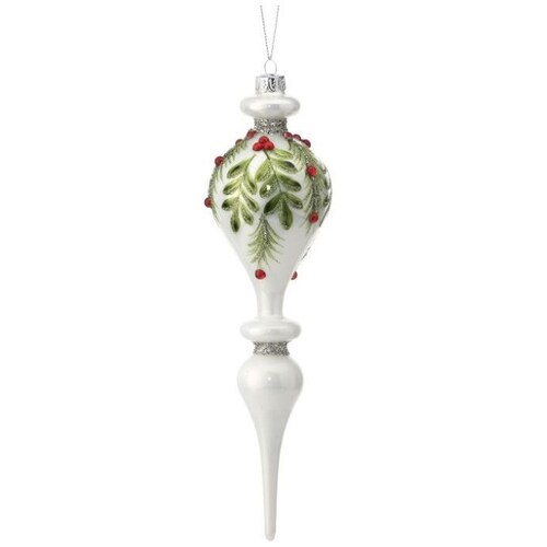Esfera de Cristal Larga con Hojas y Berries 25 Cm Regency