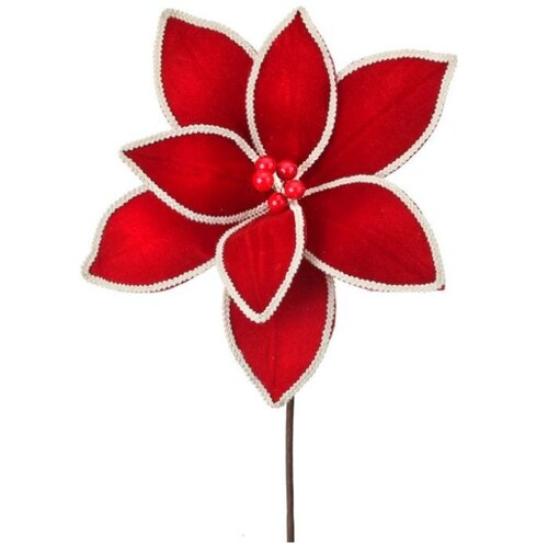 Flor de Nochebuena Roha con Orilla Blanca 45 Cm Regency