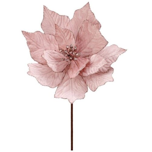 Flor de Nochebuena Terciopelo Rosa y Oro60 Cm Regency