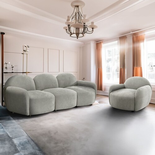 Sillón Individual Brazo Izquierdo Verri Tela Gris Liz