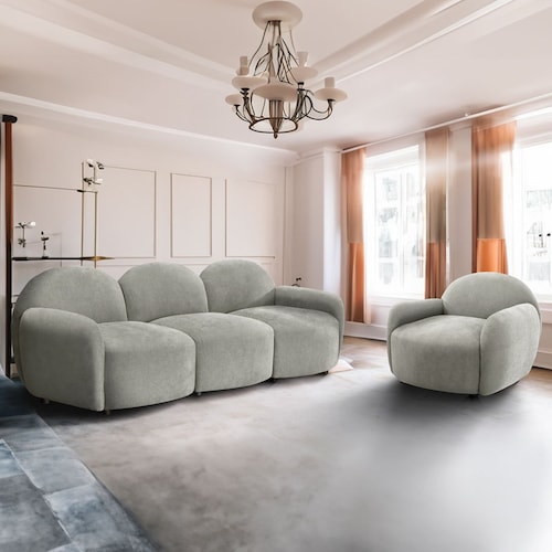 Sillón Individual con Brazos Verri Tela Gris Liz