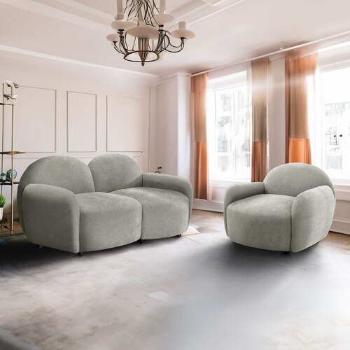 Sillón Individual con Brazos Verri Tela Gris Liz