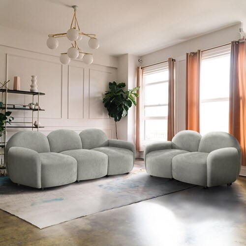 Sillón Individual con Brazos Verri Tela Gris Liz
