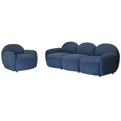Sillón Individual Sin Brazos Verri Tela Azul Liz