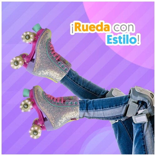 Patines de Bota con Luces Talla 25 Glam Flying Wheel