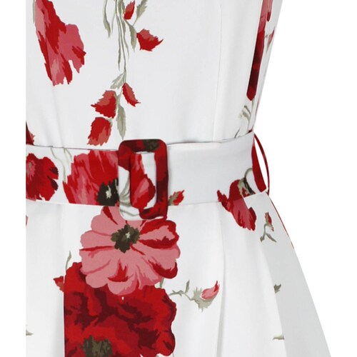 Vestido Corte Princesa Floral con Cinturón para Mujer Basel
