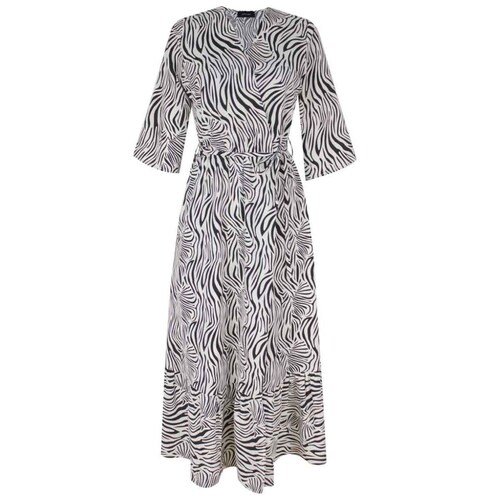 Vestido Estampado Cebra Escote en V para Mujer Petite Just By Basel