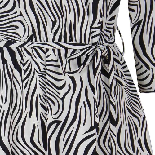 Vestido Estampado Cebra Escote en V para Mujer Petite Just By Basel