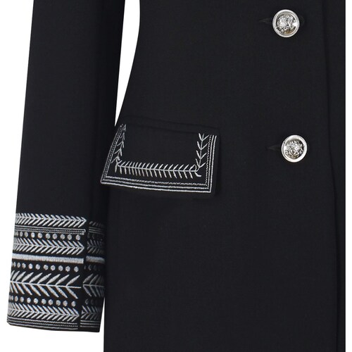 Abrigo Cuello Mao con Bordados para Mujer Basel