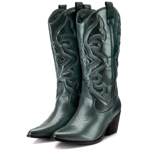Bota Cowboy Metalizada Verde Xti