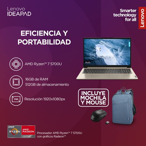 Laptop Lenovo Ideapad 1 Ryzen 7 16 Gb Ram 512 Gb
