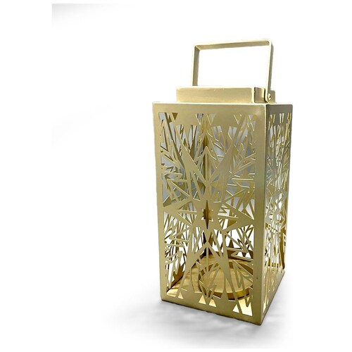 Linterna de Metal Craquelado Color Oro 28Cm Gto