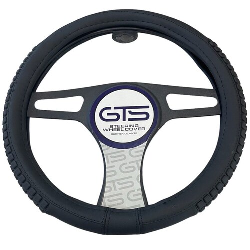 Funda Cubre Volante Piel Automotriz Negro Relieve Gts