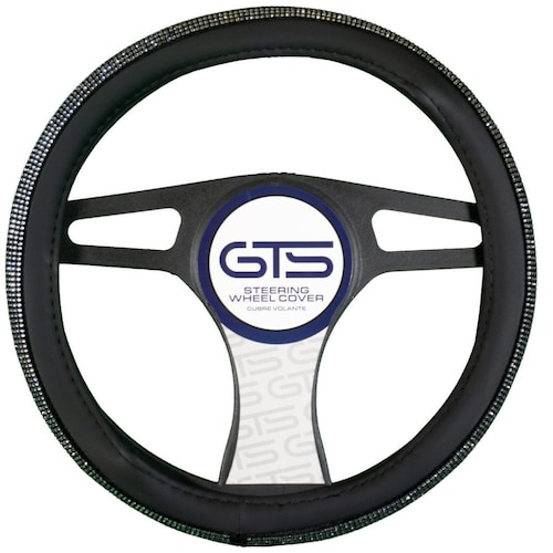 Funda Cubre Volante Negro con Brillos Plata Gts