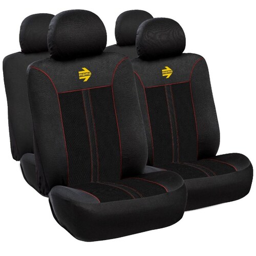 Funda Cubre Asientos Negro con Detalle Rojo Momo