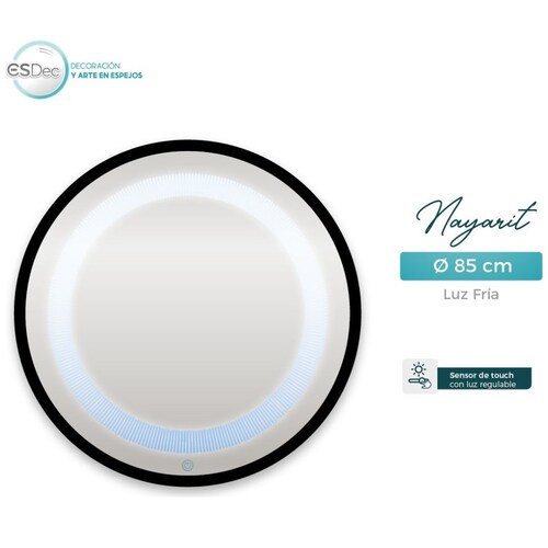 Espejo Nayarit 85 Cm Esmeril Grabado Raya Luz Led Touch Esdec