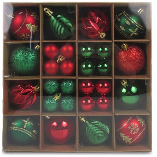 Set de 44 Esferas Rojo y Verde Atlas Global
