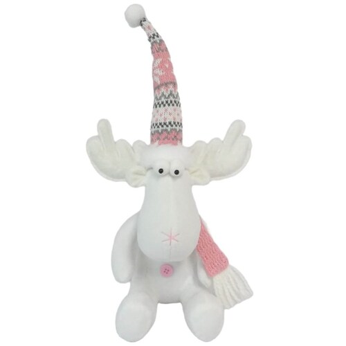 Reno Blanco y Rosa Sentado 20 Cm Atlas Global