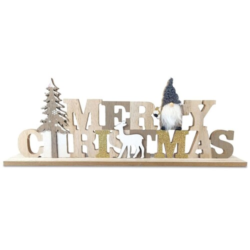 Letrero Merry Christmas con Santa y Reno 42 Cm Atlas Global
