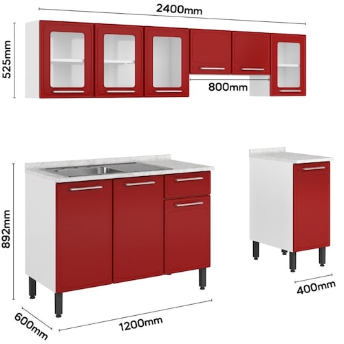Cocina Diana 2.40 Roja Bertolini