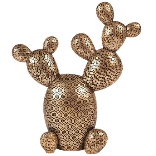 Home Nature Figura Decorativa Nopal Acabado Dorado Poliresina